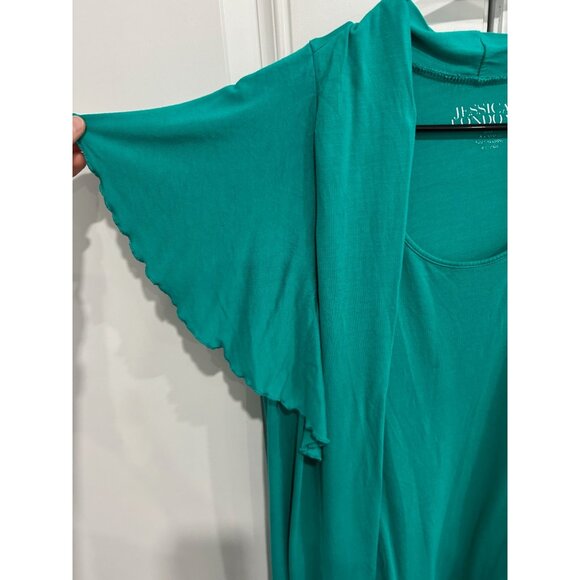 Jessica London Womens Teal Layered Short Sleeve Open Cardigan Top Plus Sz 22 - Picture 4 of 10
